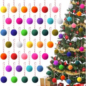 Wonderjune 36 Pcs Wool Felt Balls Christmas Ornaments Balls 1.57 Inch Christmas Tree Decorations Mixed Colour Christmas and Fall Season Pompom Decoration DIY Felted Wool Balls