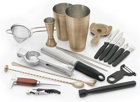 Barfly Deluxe Cocktail Set, 19-Piece, Antique Gold in Kuwait