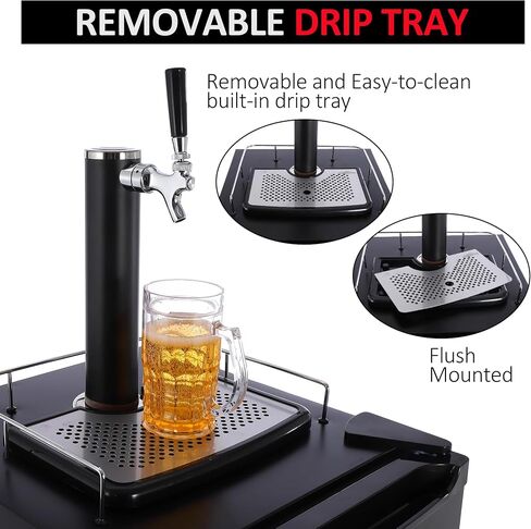 Kegerator and Keg Beer Cooler, Single Faucet Draft Beer Dispenser, Full Size Keg Refrigerator with Shelves, Stainless Steel, Drip Tray & Rail,Temperature Control Draft Beer Dispense in Saudi Arabia