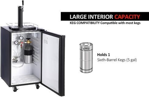 Kegerator and Keg Beer Cooler, Single Faucet Draft Beer Dispenser, Full Size Keg Refrigerator with Shelves, Stainless Steel, Drip Tray & Rail,Temperature Control Draft Beer Dispense in Saudi Arabia