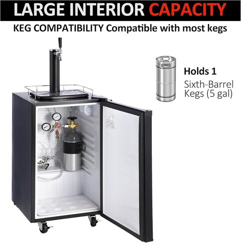 Kegerator and Keg Beer Cooler, Single Faucet Draft Beer Dispenser, Full Size Keg Refrigerator with Shelves, Stainless Steel, Drip Tray & Rail,Temperature Control Draft Beer Dispense in Saudi Arabia
