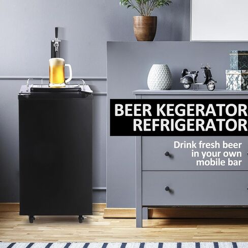 Kegerator and Keg Beer Cooler, Single Faucet Draft Beer Dispenser, Full Size Keg Refrigerator with Shelves, Stainless Steel, Drip Tray & Rail,Temperature Control Draft Beer Dispense in Saudi Arabia