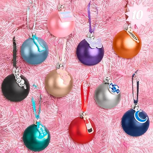 xo, Fetti Christmas Era Charm Ornament Set - 10 pcs | Multicolor Matte Tree Decorations, Friendship Bracelet Holiday Party, Cute Winter Gift, Stocking Stuffer in Saudi Arabia