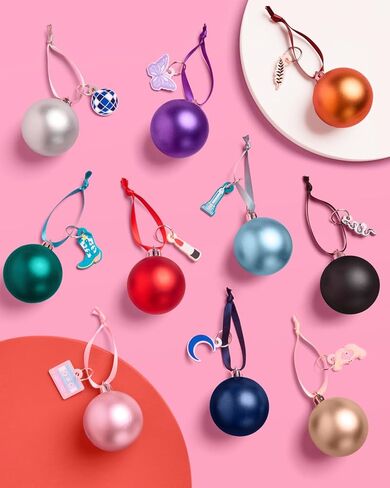 xo, Fetti Christmas Era Charm Ornament Set - 10 pcs | Multicolor Matte Tree Decorations, Friendship Bracelet Holiday Party, Cute Winter Gift, Stocking Stuffer in Saudi Arabia