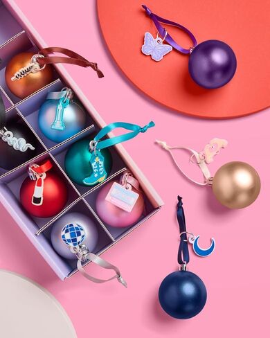 xo, Fetti Christmas Era Charm Ornament Set - 10 pcs | Multicolor Matte Tree Decorations, Friendship Bracelet Holiday Party, Cute Winter Gift, Stocking Stuffer in Saudi Arabia