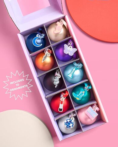 xo, Fetti Christmas Era Charm Ornament Set - 10 pcs | Multicolor Matte Tree Decorations, Friendship Bracelet Holiday Party, Cute Winter Gift, Stocking Stuffer in Saudi Arabia
