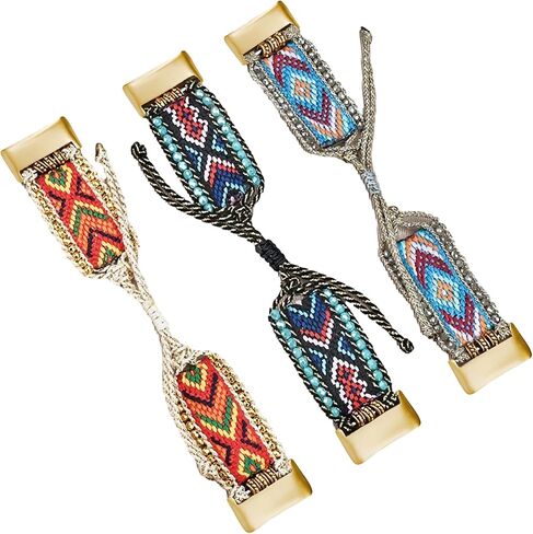 Retro Boho Braided Nylon Band Compatible with Fitbit Charge 5/ Fitbit Charge 6 Bands, Friendship Bracelet Handmade Woven Bohemian Beaded Western Dressy Strap Wristbands for Charge 5/ Charge 6 Advanced Fitness Tracker in Saudi Arabia
