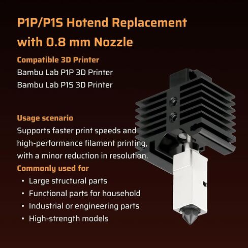 P1P/P1S Hotend with 0.4mm Nozzle: Compatible with Bambu P1 Series 3D Printer, with Ceramic Heater & Thermistor, Silicone Sock in Saudi Arabia