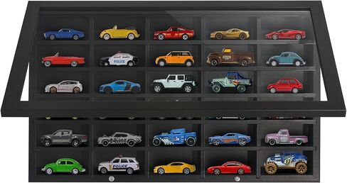 حافظة عرض سيارة لعبة Americanflat مع زجاج مقاوم للكسر - شاشة عرض سيارة لعبة مقاس 11 × 18 تحمل ما يصل إلى 30 سيارة لعبة - مجموعة صورة ظلية - حافظات عرض مثبتة على الحائط للمقتنيات - أسود in Kuwait