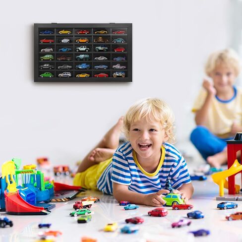 حافظة عرض سيارة لعبة Americanflat مع زجاج مقاوم للكسر - شاشة عرض سيارة لعبة مقاس 11 × 18 تحمل ما يصل إلى 30 سيارة لعبة - مجموعة صورة ظلية - حافظات عرض مثبتة على الحائط للمقتنيات - أسود in Kuwait