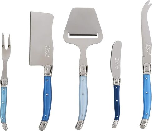 French Home 5-Piece Laguiole Cheese Knives Set with Fork and Slicer – Versatile Charcuterie Board Accessories with Three-Rivet Mist-Colored Handles & Iconic Bee Emblem in Saudi Arabia