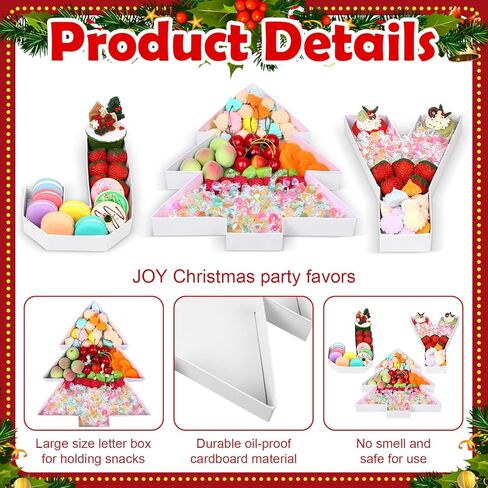3 قطع من الورق المقوى القابل للتعبئة من أجل Charcuterie مقاس 10 بوصات على شكل شجرة عيد الميلاد، علبة قابلة للتعبئة، حلويات الشوكولاتة، حلوى كب كيك، صندوق ورقي لمستلزمات حفلات عيد الميلاد المزخرفة in Kuwait