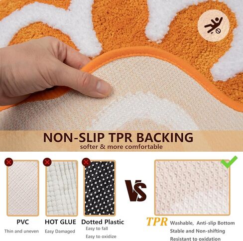 Burnt Orange Bathroom Rugs Flower Bath Mats for Bathroom Floors Non Slip Plush Fluffy Bathmat Extra Soft Absorbent Bath Rugs Washable Flower Rug for Girls Bedroom Cute Bath Mat for Shower Home Decor in Kuwait