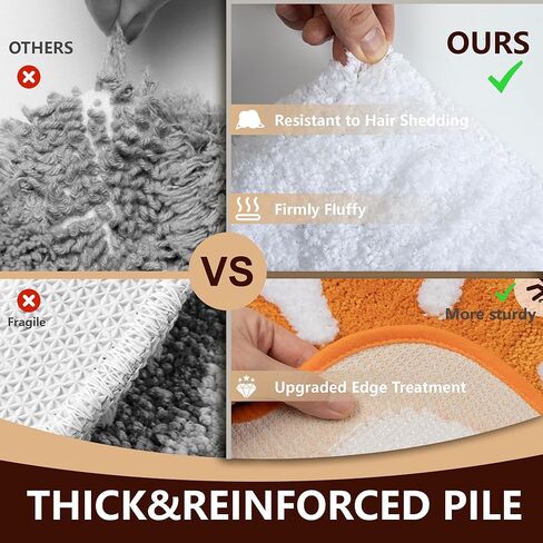 Burnt Orange Bathroom Rugs Flower Bath Mats for Bathroom Floors Non Slip Plush Fluffy Bathmat Extra Soft Absorbent Bath Rugs Washable Flower Rug for Girls Bedroom Cute Bath Mat for Shower Home Decor in Kuwait