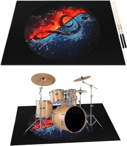 Drum Rug, Drum Mat, 3.92Ft x 5.3Ft Electrical Drum Carpet Soundproof Rug Pads Drum Accessories for Electric Drums Jazz Drum Set, Gift for Drummers, Drum Accessories||Free drumstick in Saudi Arabia