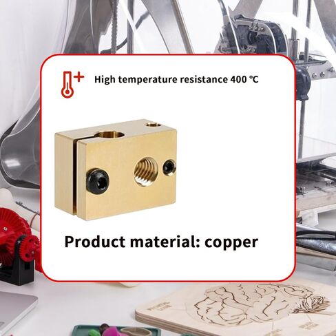 1PCS 3D Printer High Temperature Heater Block Compatible with PT100 Cartridge Sensor Version V6 Hotend Titan Aero Extruder (Copper) in Saudi Arabia
