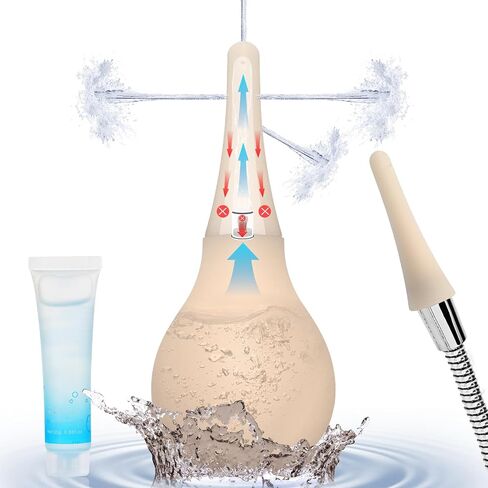 Enema Douche Anti Back-Flow,Silicone Enema Reusable Anal Douche Cleaner for Men Women Colon Cleansing,Shower douche with 5 Spouts connected to shower hole,Vaginal Cleaner 10oz, Semi-transparent in Saudi Arabia