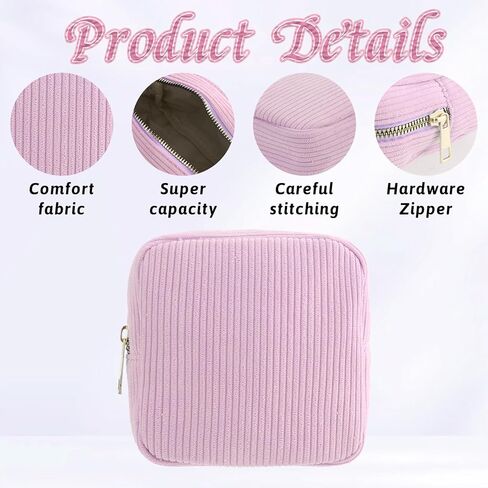 Period Bags for Teen Girls for School, Sanitary Napkin Storage Bag, Corduroy Holder Tampon Bags for School Office Storage Sanitary Products in Kuwait