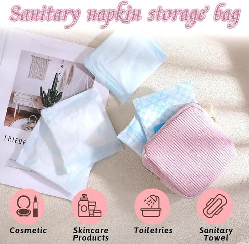 Period Bags for Teen Girls for School, Sanitary Napkin Storage Bag, Corduroy Holder Tampon Bags for School Office Storage Sanitary Products in Kuwait