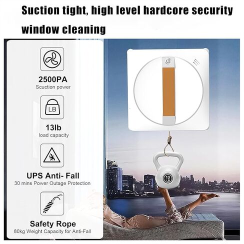 Electric Window Cleaning Robot kit with Two-Way Water Spraying 2500PA Vacuum Suction Perfect for High-Rise Outdoor Windows Cleaner in Saudi Arabia