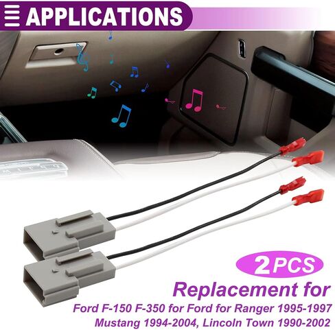72-5512 Speaker Harness, Car Speaker Wiring Connector Harness Adapter for Ford F-150 F-350 for Ranger 1995-1997 Mustang 1994-2004 Ranger Mercury Sable 1990-1999, Lincoln Town 1990-2002 - 4 PCS in Kuwait