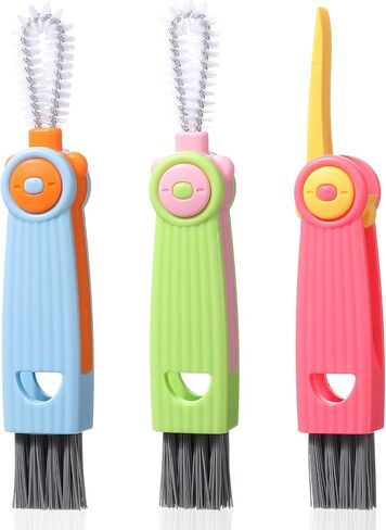 Molain 3Pcs 3 in 1 Cup Lid Gap Cleaning Brush Set, Multifunctional Water Bottle Cleaning Tools Portable Tiny Silicone Cup Holder Cleaner for Water Bottles, Cup, Home Kitchen Cleaning Tools in Saudi Arabia