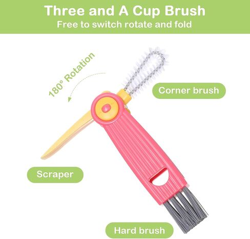 Molain 3Pcs 3 in 1 Cup Lid Gap Cleaning Brush Set, Multifunctional Water Bottle Cleaning Tools Portable Tiny Silicone Cup Holder Cleaner for Water Bottles, Cup, Home Kitchen Cleaning Tools in Saudi Arabia