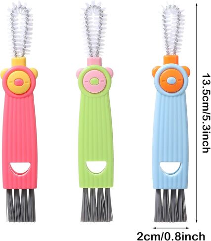 Molain 3Pcs 3 in 1 Cup Lid Gap Cleaning Brush Set, Multifunctional Water Bottle Cleaning Tools Portable Tiny Silicone Cup Holder Cleaner for Water Bottles, Cup, Home Kitchen Cleaning Tools in Saudi Arabia