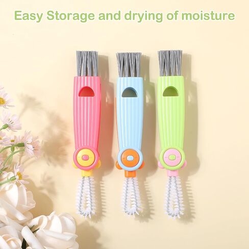 Molain 3Pcs 3 in 1 Cup Lid Gap Cleaning Brush Set, Multifunctional Water Bottle Cleaning Tools Portable Tiny Silicone Cup Holder Cleaner for Water Bottles, Cup, Home Kitchen Cleaning Tools in Saudi Arabia