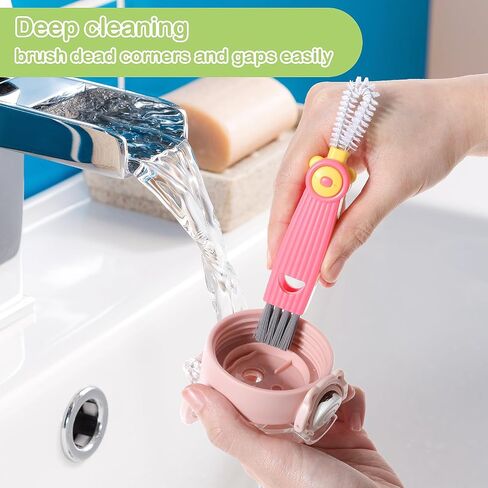 Molain 3Pcs 3 in 1 Cup Lid Gap Cleaning Brush Set, Multifunctional Water Bottle Cleaning Tools Portable Tiny Silicone Cup Holder Cleaner for Water Bottles, Cup, Home Kitchen Cleaning Tools in Saudi Arabia