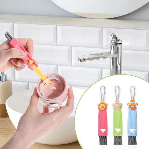 Molain 3Pcs 3 in 1 Cup Lid Gap Cleaning Brush Set, Multifunctional Water Bottle Cleaning Tools Portable Tiny Silicone Cup Holder Cleaner for Water Bottles, Cup, Home Kitchen Cleaning Tools in Saudi Arabia