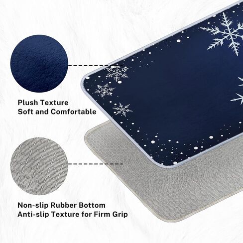 Bayson Snowflakes Imitation Cashmere Bath Mat, 17x30 Inch Winter Blue Snow Christmas Bath Rug Decorative Floor Mat, Non Slip Rubber Back and Strong Water Absorption for Bathroom Bedroom Decor in Saudi Arabia
