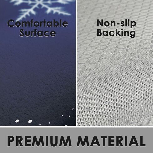Bayson Snowflakes Imitation Cashmere Bath Mat, 17x30 Inch Winter Blue Snow Christmas Bath Rug Decorative Floor Mat, Non Slip Rubber Back and Strong Water Absorption for Bathroom Bedroom Decor in Saudi Arabia