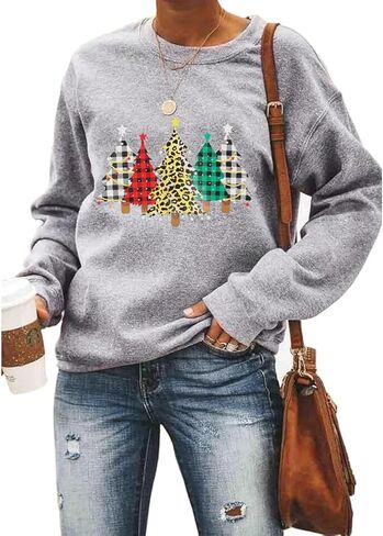 Barlver Women Christmas Sweatshirt Xmas Fleece Warm Vacation Tunic Sweater Shirt Christmas Graphic Pullover Top in Saudi Arabia