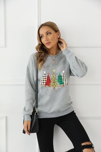 Barlver Women Christmas Sweatshirt Xmas Fleece Warm Vacation Tunic Sweater Shirt Christmas Graphic Pullover Top in Saudi Arabia
