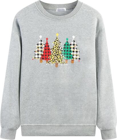 Barlver Women Christmas Sweatshirt Xmas Fleece Warm Vacation Tunic Sweater Shirt Christmas Graphic Pullover Top in Saudi Arabia