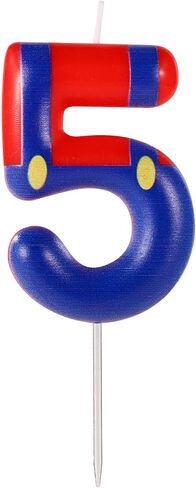 Suspender Trousers Birthday Number Candles, Red Blue Cake Candles Cartoon Cake Topper Candles Cake Decorations for Boys Kids Birthday Party Baby Shower Supplies (Number 5) in Saudi Arabia