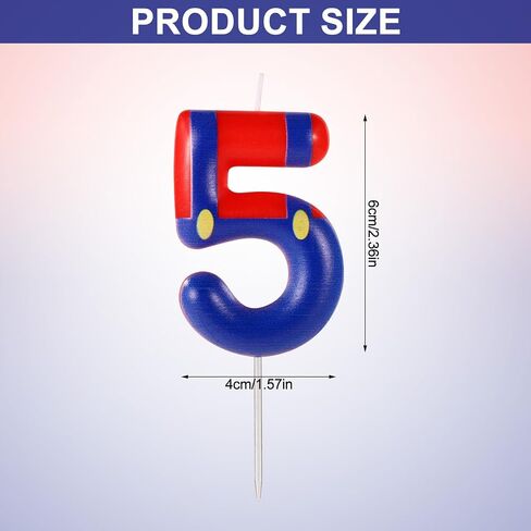 Suspender Trousers Birthday Number Candles, Red Blue Cake Candles Cartoon Cake Topper Candles Cake Decorations for Boys Kids Birthday Party Baby Shower Supplies (Number 5) in Saudi Arabia