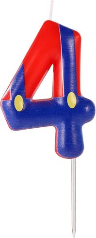 Suspender Trousers Birthday Number Candles, Red Blue Cake Candles Cartoon Cake Topper Candles Cake Decorations for Boys Kids Birthday Party Baby Shower Supplies (Number 5) in Saudi Arabia