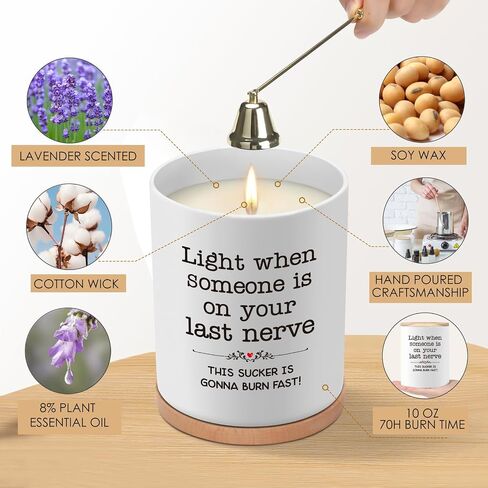 Christmas Gifts for Women, 10oz Candle Gift for Sister Best Friend, Funny Birthday Gifts for Coworkers Mom Girlfriend, Friendship Gifts Ideas, My Last Nerve Scented Soy Candle in Saudi Arabia