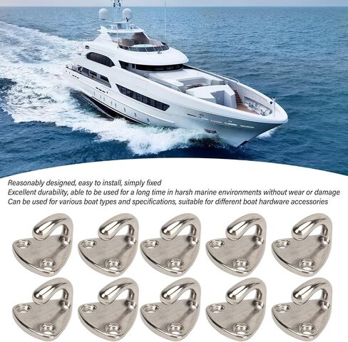 10 Pcs Hook 316 Stainless Steel Marine Grade Clothes Coat Pad Eye Hooks,Boat Hardware Accessories in Saudi Arabia
