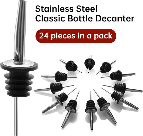 12/24/48 Pack Pour Spouts for Liquor Bottles, Liquor Pour Stainless Steel Classic Bottle Speed Pourers with Tapered Spout，Free Flow Pourers，Most Fit Classic Bottle's Lip 3/4" (12PC) in Saudi Arabia