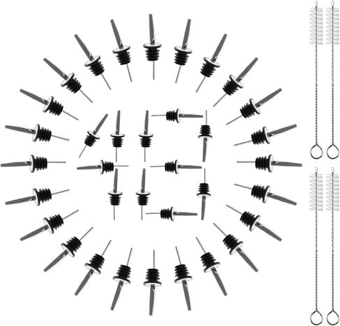 12/24/48 Pack Pour Spouts for Liquor Bottles, Liquor Pour Stainless Steel Classic Bottle Speed Pourers with Tapered Spout，Free Flow Pourers，Most Fit Classic Bottle's Lip 3/4" (12PC) in Saudi Arabia