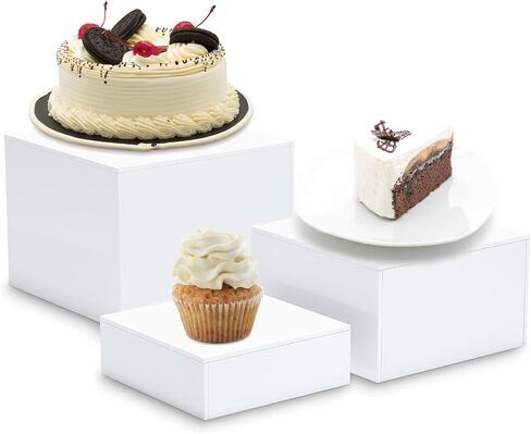 homingyo 3 Pcs Acrylic Cake Stand Acrylic Risers Display for Cake Stands Candy Dessert (WHITE, 4 inch,5 inch,6 inch) in Saudi Arabia