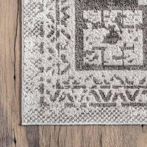 nuLOOM Serena Machine Washable Distressed Traditional Runner Rug, 2' 6" x 8', Gray in Saudi Arabia
