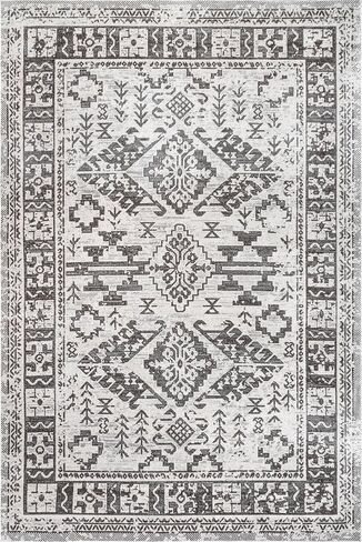 nuLOOM Serena Machine Washable Distressed Traditional Runner Rug, 2' 6" x 8', Gray in Saudi Arabia