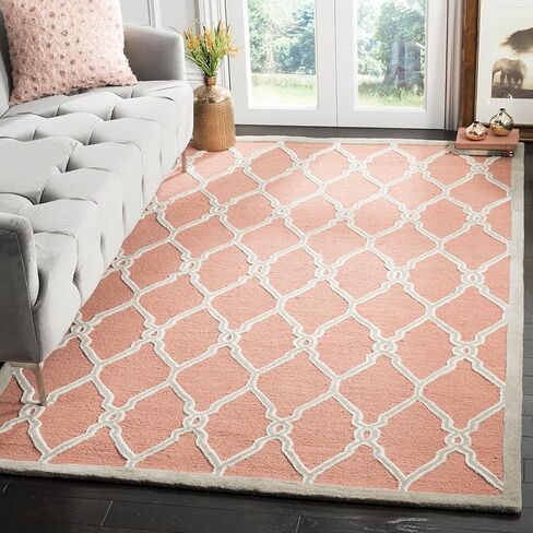 سجادة SAFAVIEH Cambridge Collection Runner - 2'6" x 12'، مرجاني وعاجي، صوف مغربي مصنوع يدويًا، مثالية للمناطق ذات حركة المرور العالية في غرفة المعيشة وغرفة النوم (CAM352W) in Saudi Arabia