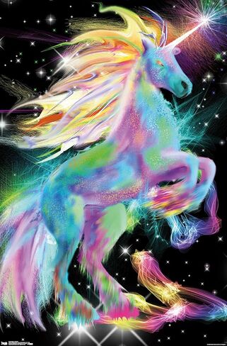 ملصق حائط من Trends International Neon-Unicorn، مقاس 22.375 بوصة × 34 بوصة، إصدار غير مؤطر، غرفة النوم in Saudi Arabia