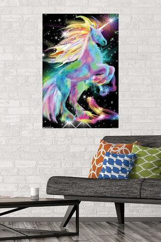 ملصق حائط من Trends International Neon-Unicorn، مقاس 22.375 بوصة × 34 بوصة، إصدار غير مؤطر، غرفة النوم in Saudi Arabia