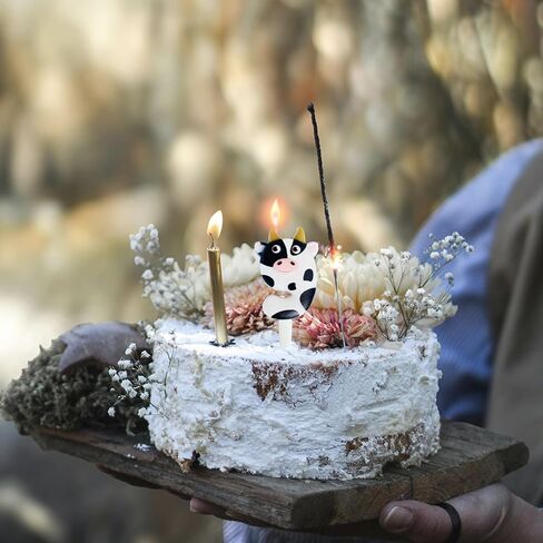 Cow Number 7 Birthday Candle, 7th Birthday Farm Party Supplies, Cute Cow Pattern Number Candle for Birthday Cake Topper Decorations in Saudi Arabia